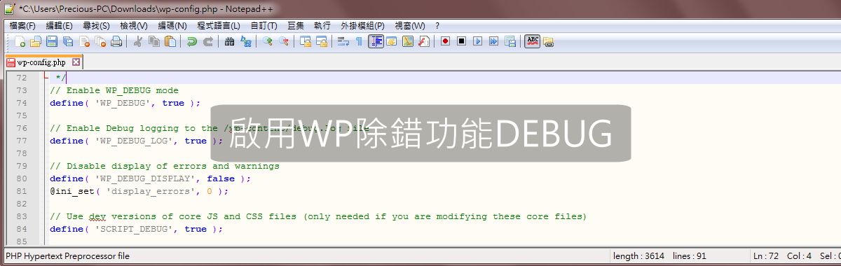 【WP notes】WordPress發生重大問題用 debug除錯